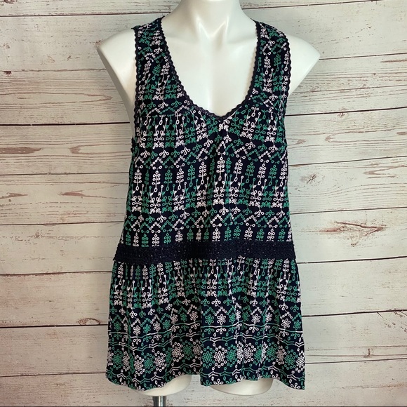 Anthropologie Tops - Maeve for Anthropolgie Navy Sleeveless Embroidered